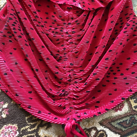 Red Polka Dot Pleated Cinched-Front Top *NEW with Tags* Size S - Picture 5 of 16